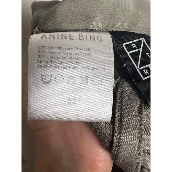 Anine Bing Carrie Pleated Wide Leg Linen High Waist Trouser Pants Size XS - Picture 14 of 15